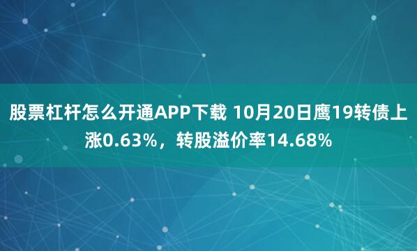 股票杠杆怎么开通APP下载 10月20日鹰19转债上涨0.63%，转股溢价率14.68%